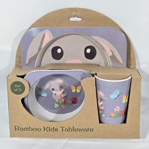 Kids Tableware Set Plate Bowl Cup Bunny Rabbit Butterfly Ladybug Flowers Rare
